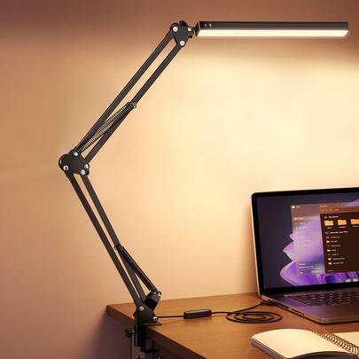 Teckwe Tischlampe mit Klemme, Augenpflege 3 Lichtmodi x 10 Helligkeitsstufen, Tischlampe, Schwarz