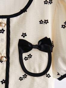 SHEIN 2pcs Set Tween Girls Cute Floral Ruffle Sleeve Top And Mini Skirt Outfit - Apricot - View 8