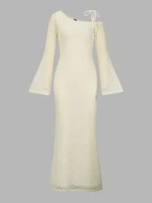 Rafferiza 欧美时尚修身针织连衣裙，性感露肩紧身长袖连衣裙超长女装