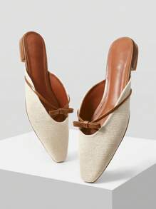 MOTF PREMIUM 女士时尚简约方头蝴蝶结装饰平底鞋