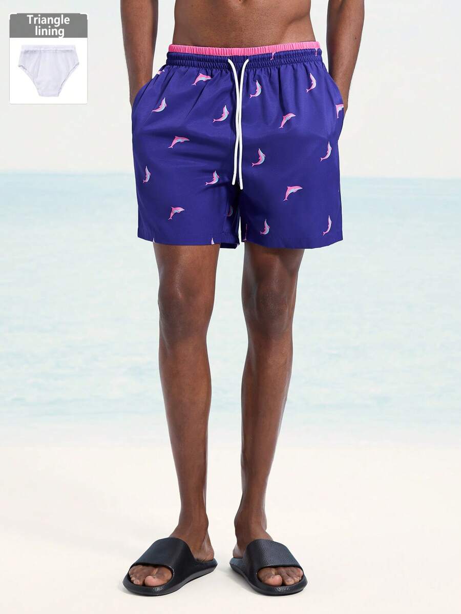 Surfspeed Men's Casual Shark Print Beach Shorts - Multicolor - View 1