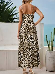 SHEIN Women's Leopard Print Slip Dress, Fashion Long Dress - Multicolor - View 2