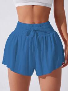 Easithlete 女士纯色抽绳腰日常健身运动短裤毛衣短裤