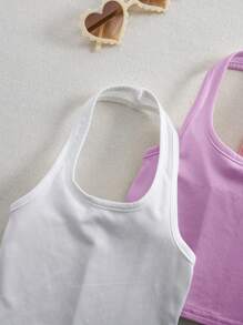 SHEIN 6pcs/Set Cute Solid Color Knit Tank Tops, Versatile Summer Style For Baby Girls - Multicolor - View 4