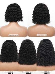 Curly Bob Wig All Ready Wig Pre Bleached Pre Plucked Pre-Cut Lace Invisible 6x4 Lace Glueless Closure Wig Deep Wave 100% Human Hair 9AM HAIR - Natural Black - View 2