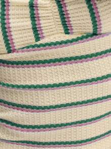 Nöista 奶油色、绿色和粉色条纹钩编露肩上衣。百搭经典的单品，打造休闲、清新、青春的造型。无论是夏日清凉，还是度假休闲，亦或是轻松惬意的活动，都是理想之选。 - 彩色 - 查看 6