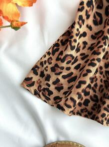 SHEIN TEENGIRL Vacation Leopard Print Square Neck Puff Sleeve Shirt, Cute & Leopard Print Top