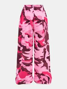 Sparklyn 2 件套青少年女孩迷彩休闲字母 V 领曲棍球 T 恤 + 宽松迷彩阔腿裤，街头时尚百搭 - 彩色 - 查看 7