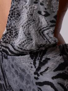 MUSERA Sexy Jungle Print Extreme Cut Out Cross Front Halter Neck Mini Dress For Vacation Summer Ibiza Fits Festival  Evening - Black - View 6