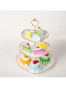 三层心形蛋糕架，适用于创意婚礼、生日派对、糖果、甜点、下午茶、情人节、情人节婚礼、生日、派对礼品、派对、情人节、黑色情人节、情人节婚礼 - 白色 - 查看 5