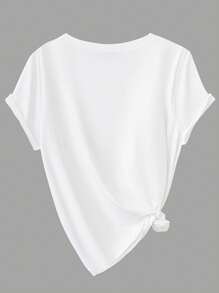 Calvaya Plus Size Women Plain Round Neck Short Sleeve Loose Casual T-Shirt - Multicolor - View 4