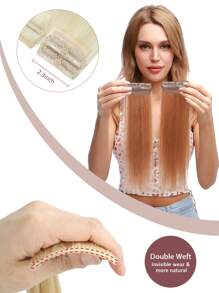 4PCS With 8 Clips Straight Clip In Hair Extensions 100% Real Human Hair Color 613# Light Blonde 12-18 Inch Double Weft Invisible Clip Hair Extensions Remy Natural Human Hair For Women Girl Daily Full Head Use Halloween Costumes