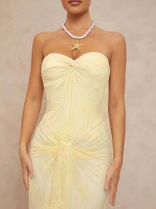 Lumalex Vestido ajustado sin mangas para mujer con textura de encaje retorcido en la parte delantera