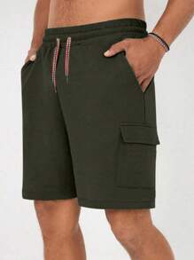 RueChic Men Cargo Pocket Special Drawstring Regular Short - Army Green - View 1