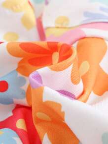 SHEIN Newborn Baby Girl Floral Print Pocket Front Jumpsuit With Shorts, Casual & Versatile