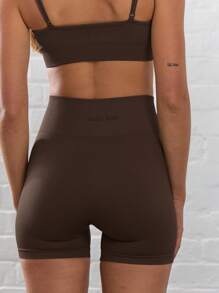 Musera Sport 罗纹腰带纯色运动短裤 夏季度假骑行短裤 健身房健身秋季瑜伽普拉提日常休闲