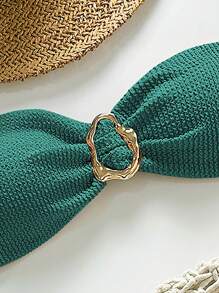 Swim Chiccia Women Springbreak Beach Wear Sexy Jacquard Fabric Halter Bikini Set With Metal Decor, Summer Outfits