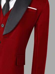 SHEIN Set de 3 piezas para niño preadolescente tipo caballero: Blazer informal + chaleco + pantalones, Vestido formal elegante para fiesta de cumpleaños, boda, bautizo, aniversario, ceremonia de graduación