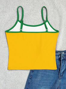 INAWLY 3 Piezas Top tipo camiseta de tirantes de verano con gráfico de bandera de Brasil, Italia y España, en bloques de color con adorno de contraste, estilo Y2K
