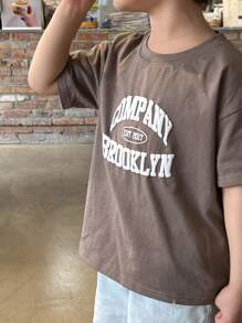 DAZY Young Boy Letter Print Round Neck Short Sleeve Casual T-Shirt