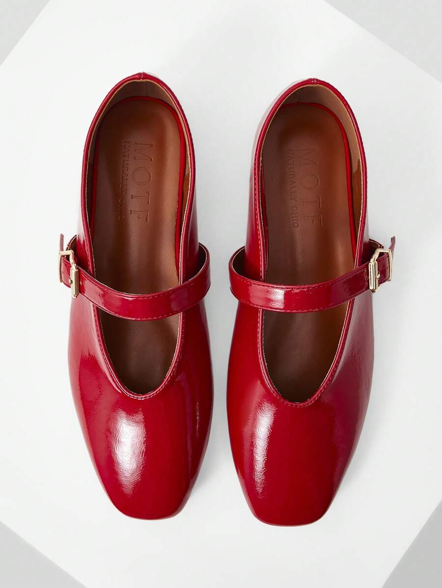 MOTF PREMIUM WOMEN'S CASUAL COMMUTER VERSATILE MARY JANE SQUARE TOE FLAT SHOES