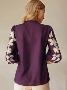 SHEIN Clasi Áo sơ mi đơn hàng thường ngày in hoa tay đèn lồng cho nữ - Nhiều màu - Xem 2
