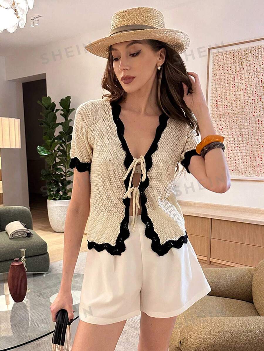 Chiquease Cárdigan ligero con ribete degradado