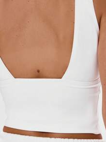 Musera Sport 前开领贴身上衣，运动，健身，板网球，网球，匹克球健身 - 白色 - 查看 5