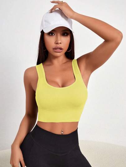 Core Rhythm Seamless Women Solid Ribbed Cropped Sports BH Workout view 5