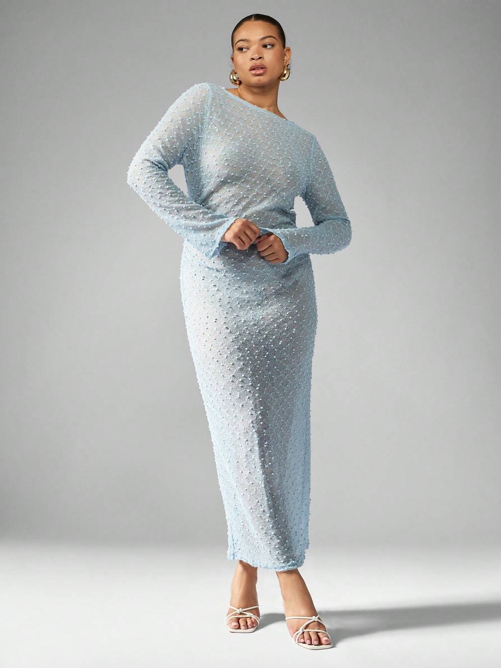 silver plus size maxi dress Plus Size Teaira Metallic Maxi Dress- Silver