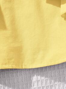 SHEIN Baby Girl Lovely Orange Ruffle Trim Vacation Dress, Summer - Yellow - View 11
