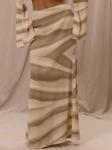 MUSERA Low Rise Floaty Patterned Maxi Skirt Only Summer Vacation Holiday Elegant Beachwear Boho Romantic Ibiza Fall, Autumn  Fall - Multicolor - View 2