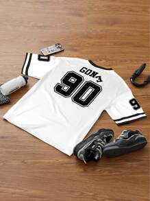 Manfinity Sporsity Men's Sporty Double-Sided Printed Casual T-Shirt