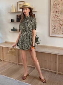 Chiquease Women's Elegant Floral Print Jumpsuit - Green - View 5