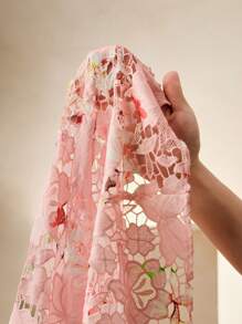 Anewsta 女士优雅无袖碎花刺绣太阳裙，适合春季、夏季、度假、约会之夜、海滩 - 粉色 - 查看 8