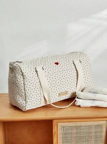 Cozy Pixies Bolso de tela con estampado de lunares en forma de corazón, adecuado como bolso de maternidad para mamás embarazadas para llevar al exterior