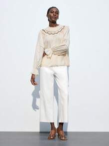 Maija 女士休闲百搭白色直筒及踝长牛仔裤 - 白色 - 查看 2