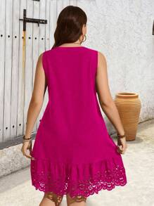 SHEIN LUNE Abito a stampa da donna con scollo rotondo e senza maniche, taglie comode