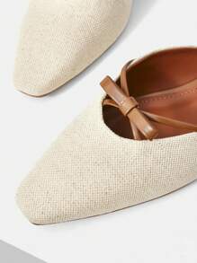 MOTF PREMIUM 女士时尚简约方头蝴蝶结装饰平底鞋