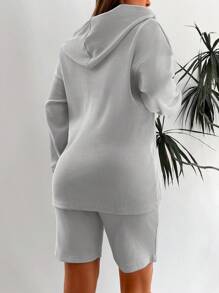 EURMUSE Drop Shoulder Hoodie & Biker Shorts - Baby Blue - View 2