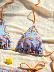 Swim Mod Conjunto de bikini de mujer con cuello halter, traje de baño de 3 piezas