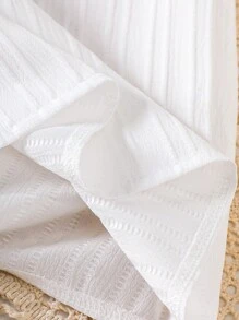 Girls' White Blouse With Ruffle Sleeves, Featuring Textured Fabric That Adds Unique Tactile Quality And Depth To The Design. This Versatile Shirt Can Be Worn To School, Casual Outings, Or More Formal Occasions, Paired With Skirts Or Pants To Showcase A Youthful And Energetic Look - White - View 4