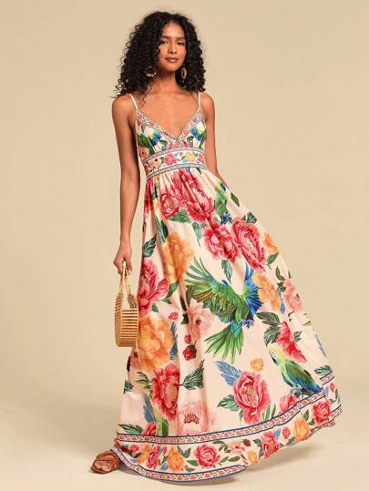 lace halter ruffle peekaboo maxi dress Petal and Pup Women's Anabelle Halter Neck Lace Maxi Dress