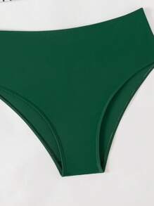 Swim Lushoire Bộ Bikini In (In Ngẫu Nhiên) - Đồ Bơi Sọc Camisole Và Quần Bơi Tam Giác Màu Trơn - Nhiều màu - Xem 5