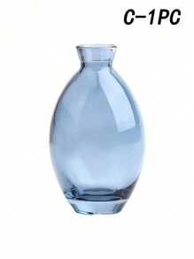 SHEIN 1 Pc Blue Glass Bud Vase, Modern Decorative Small Mini Flowers Vases Short Minimalist Aesthetic Home Decor Vintage Cute Handmade Tiny Wedding Table Centerpieces For Single Flower Rose,Home Decor,Flower Vase,Centerpiece,Table Decor