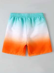 Pantalones Cortos De Natación De Cintura Con Cordón Y Degradado Para Niño En Edad Tweens