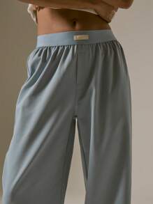 MUSERA Quần ống đứng cạp chun mềm mại, thích hợp mặc đi sân bay, mặc thường ngày khi mệt mỏi vì lệch múi giờ, dự tiệc mùa hè. - Màu xanh lam - Xem 5