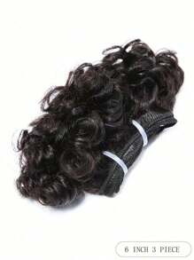 Bouncy Curly Human Hair Bundles Double Draw  6inch Short Cut Remy Human Hair Extensions Natural Black Brown Color