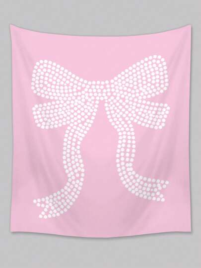 Kawaii 1 Stück Polyester-Wandteppich mit vollem Strass-Schleifen-Muster, geeignet für tägliche Wohnzimmer-, Schlafzimmer-Wanddekoration, Camping-Dekoration, Wandteppich für alle Jahreszeiten 893168