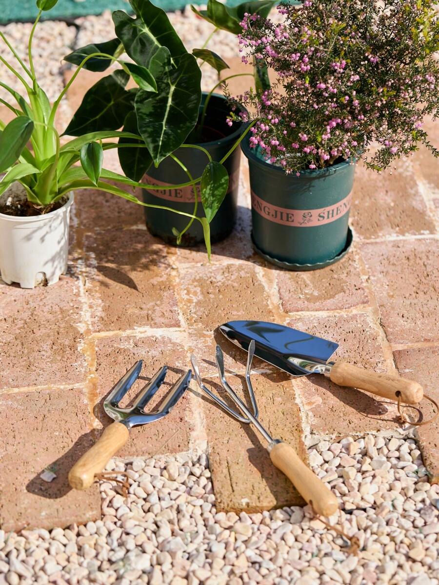 Cirelle 3pcs/Set Stainless Steel Gardening Tools, Home Gardening Small Shovel Set, Combination Of Garden Tools - Red and White - View 1